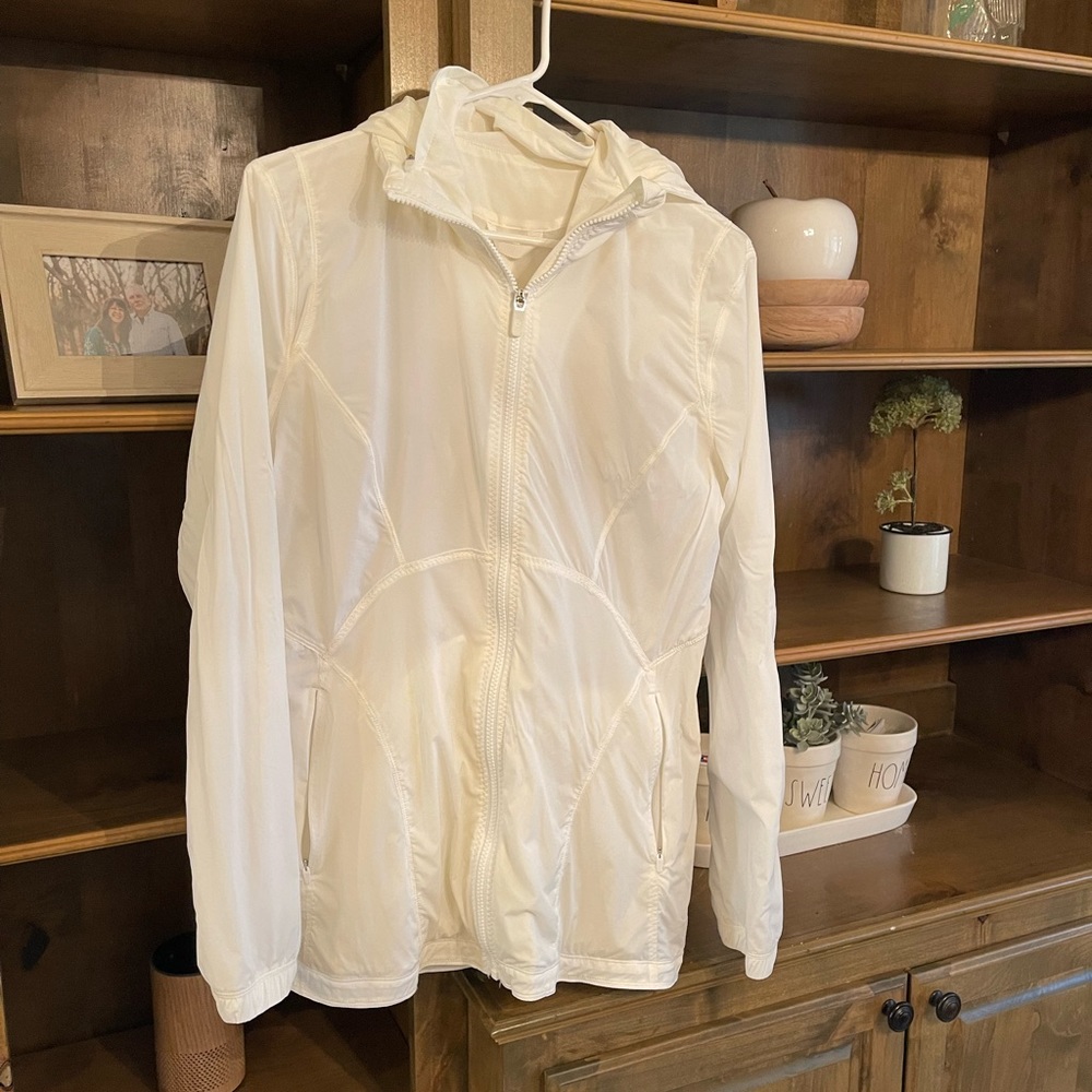 White rain windbreaker